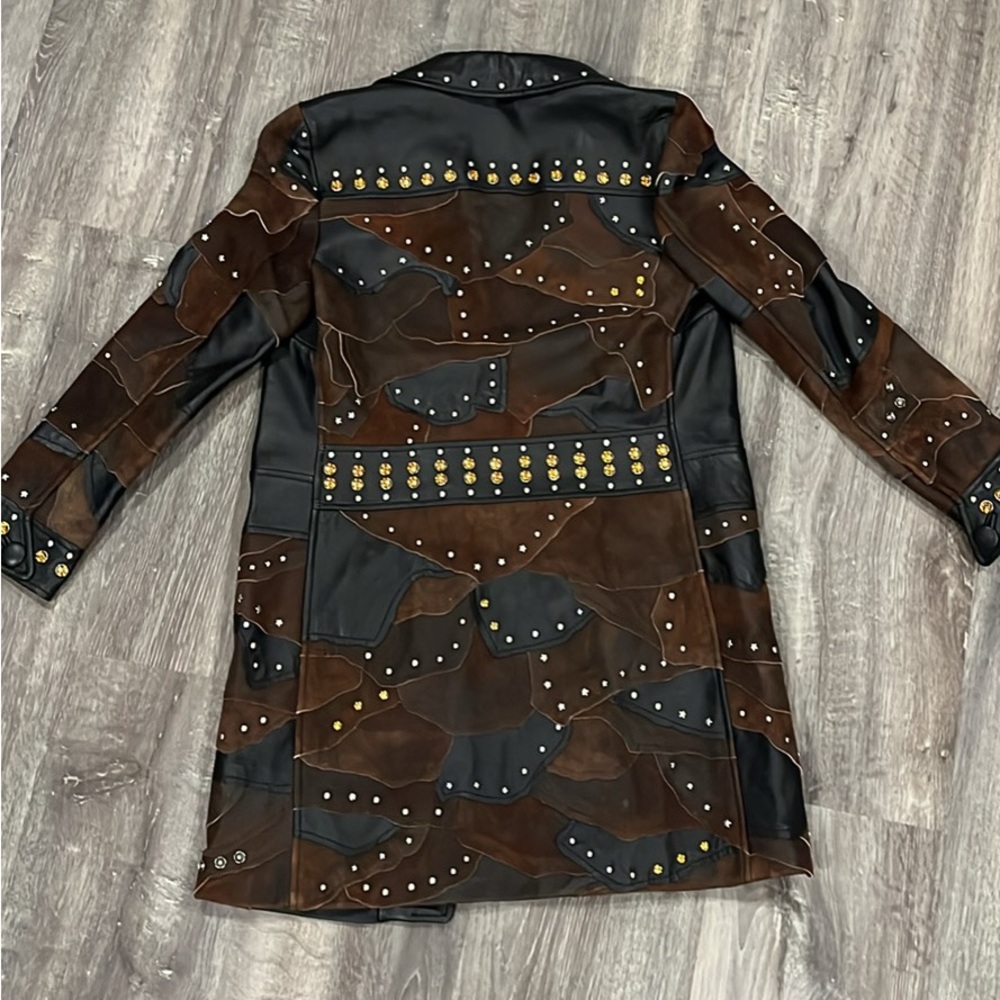 Coach Black and Brown Studded Leather Jacket